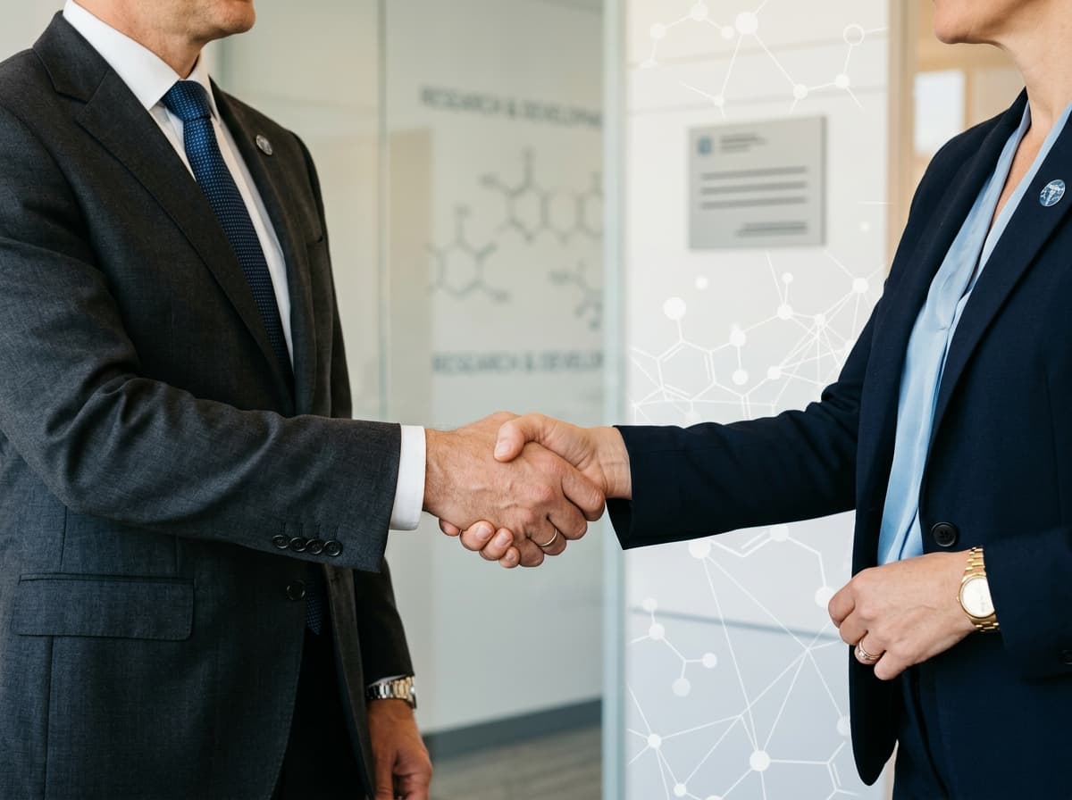 Professional handshake symbolising Medizons brand commitment